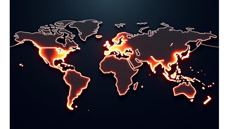 世界地図上に和牛ウェイの国際展開拠点を示すピン