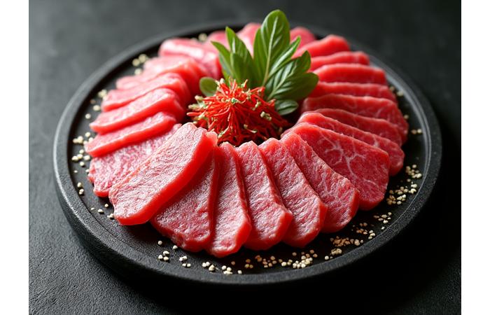 美しく盛り付けられた和牛の焼肉用盛り合わせ